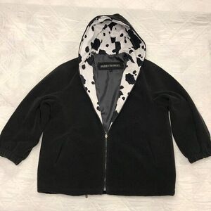 Fleet Street women's black Hoodie trimed in Holstein Cow pattern Large‎